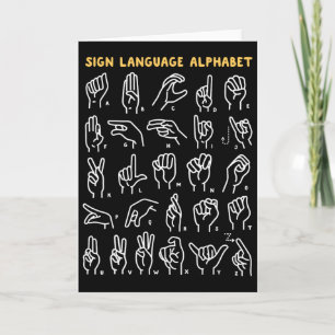 Asl Abc American Sign Language Alphabet Retro Deaf Card