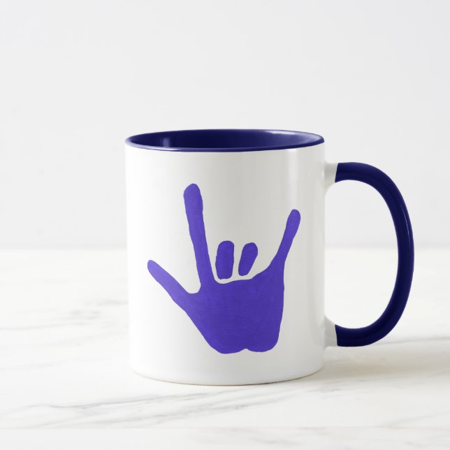 ASL Aimer main en bleu sur les tasses (Droite)