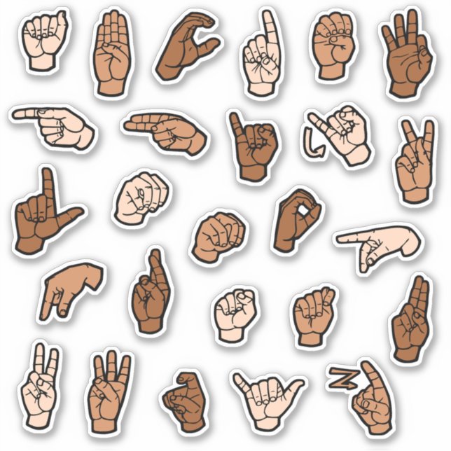ASL Alphabet ABC Hand Signs Skin Tones (Front)