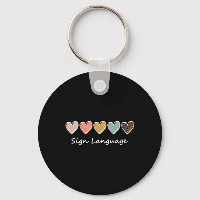 Asl Alphabet American Asl Teacher Sing Language  Keychain (Front)