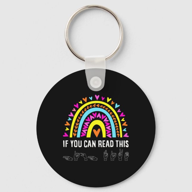 ASL Alphabet American Sing Language ASL Teacher Fu Keychain (Front)