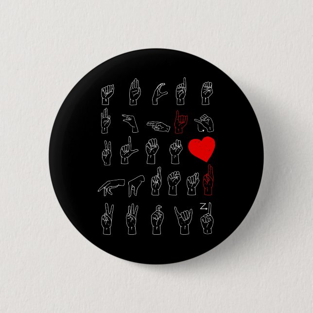 Asl Alphabet Teacher American Sing Language Asl Ch 2 Inch Round Button (Front)