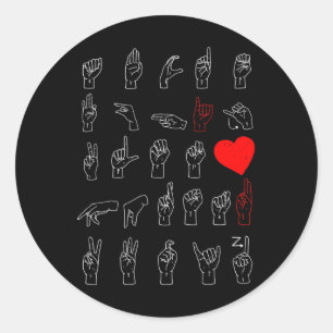Asl Alphabet Teacher American Sing Language Asl Ch Classic Round Sticker