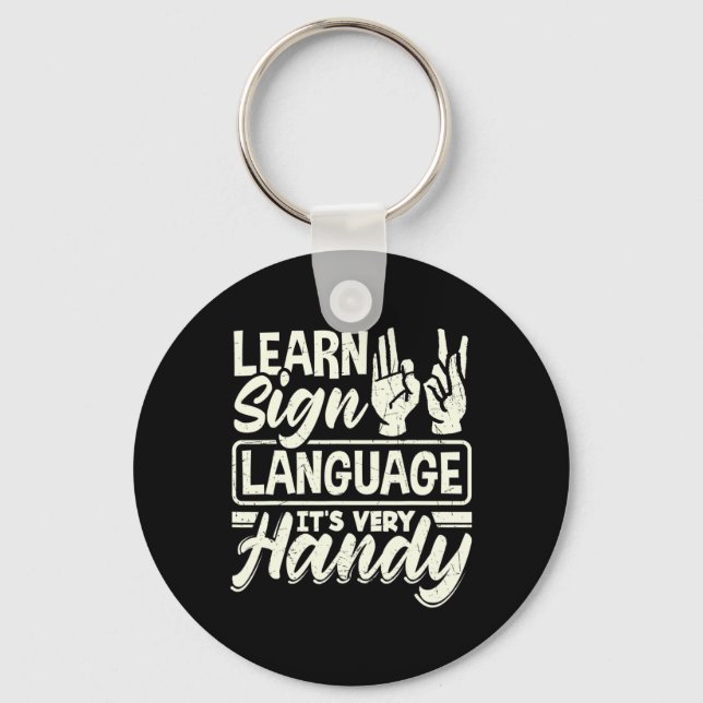 Asl Alphabet Teacher American Sing Language Its Ve Keychain (Front)