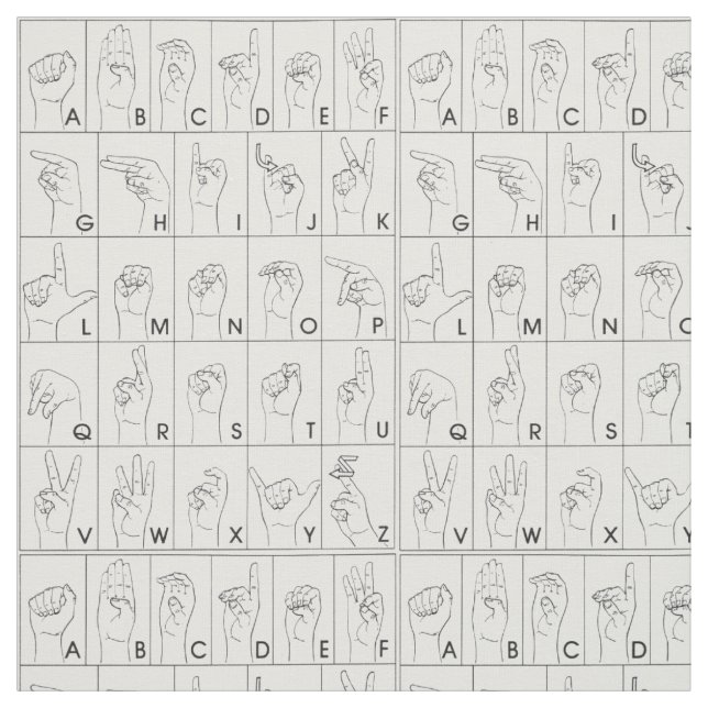 ASL American Sign Language Alphabet Pattern Fabric (Swatch)