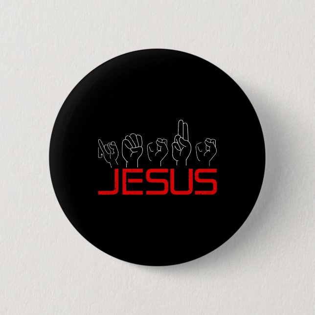 Asl American Sign Language Christian Deaf Awarenes 2 Inch Round Button (Front)