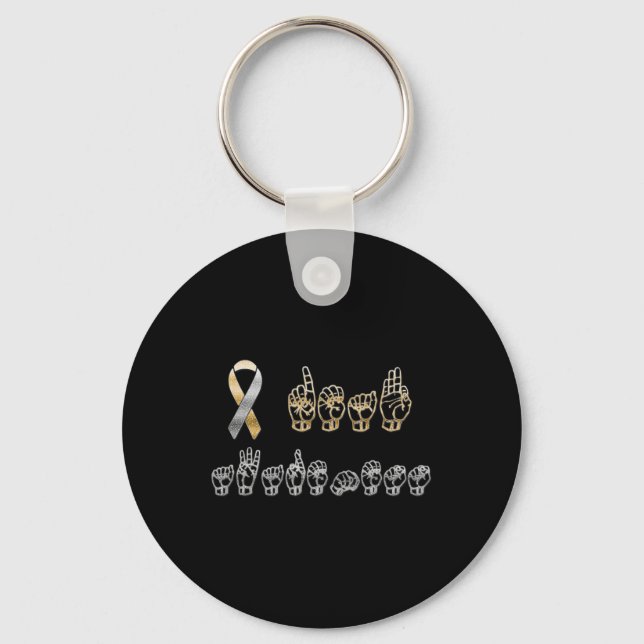 Asl American Sign Language Deaf Awareness  Keychain (Front)