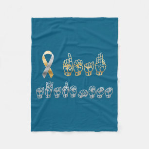Asl American Sign Language Deaf Awareness Support Fleece Blanket