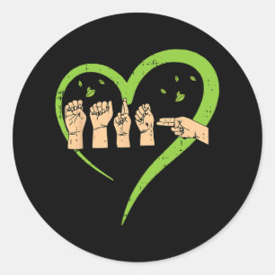 Asl American Sign Language Earth Day Environmental Classic Round Sticker