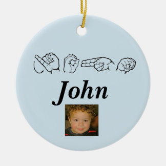 ASL American Sign Language Fingerspelled John Ceramic Ornament