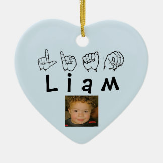 ASL American Sign Language Fingerspelled Liam Ceramic Ornament