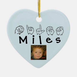ASL American Sign Language Fingerspelled Miles Ceramic Ornament