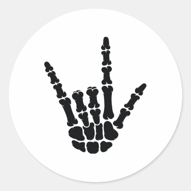 Asl American Sign Language I Love You Skeleton Han Classic Round Sticker (Front)