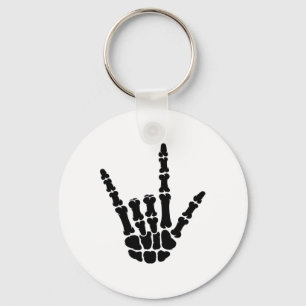 Asl American Sign Language I Love You Skeleton Han Keychain