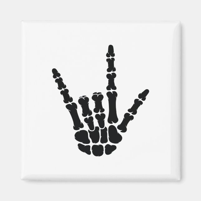 Asl American Sign Language I Love You Skeleton Han Magnet (Front)