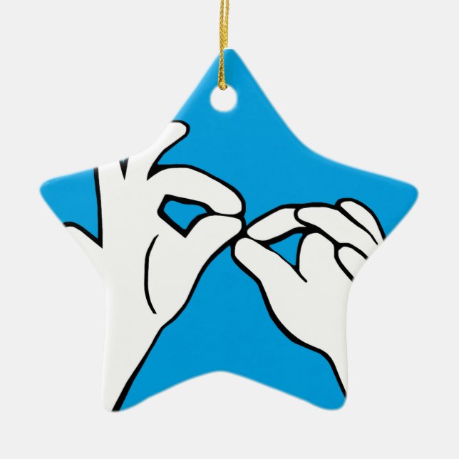 ASL American Sign Language INTERPRET Ceramic Ornament (Front)