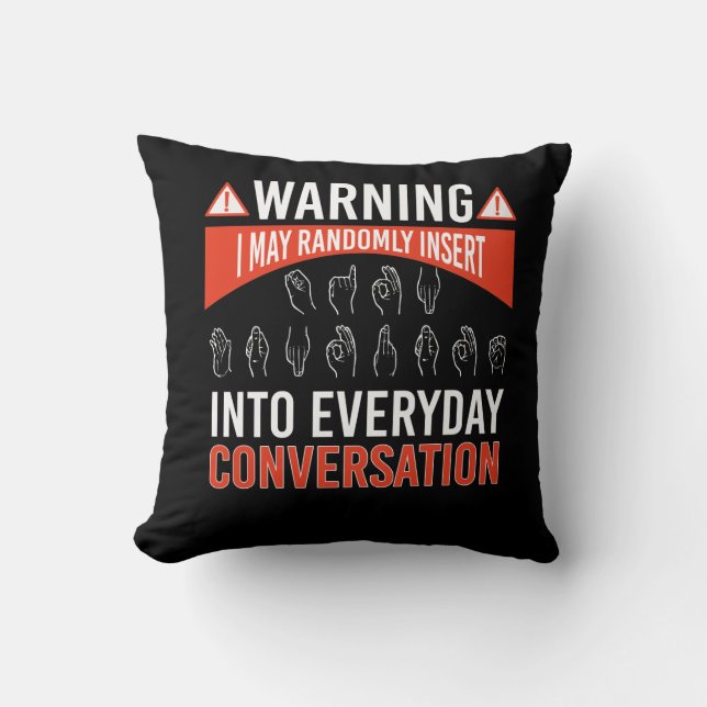 ASL American Sign language Interpreter Deaf Throw Pillow (Front)