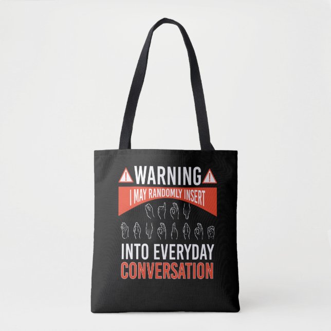 ASL American Sign language Interpreter Deaf Tote Bag (Front)