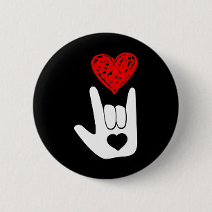ASL American Sign Language Love Hand Sign ASL Squa 2 Inch Round Button