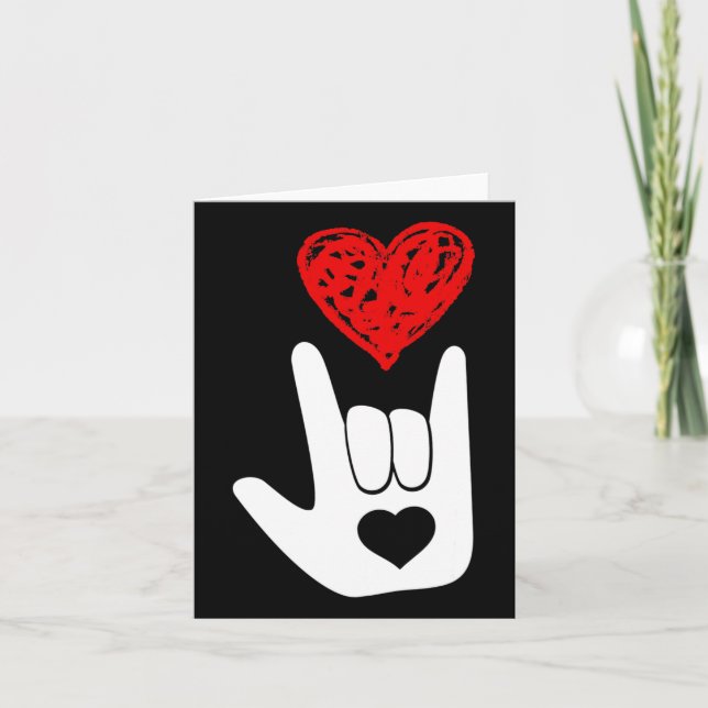 Asl American Sign Language Love Hand Sign Asl Squa Card (Front)