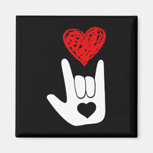 ASL American Sign Language Love Hand Sign ASL Squa Magnet