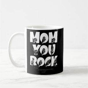 Asl American Sign Language Mom You Rock Guitar  Coffee Mug