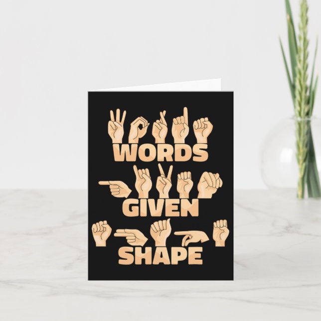 Asl American Sign Language Words Given Shape  Card (Front)