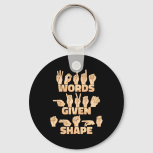 Asl American Sign Language Words Given Shape Keychain
