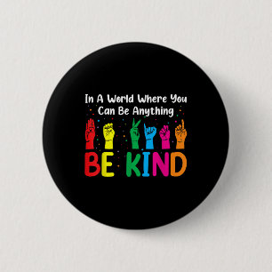 Asl Be Kind S Women Men, Autism Awareness Boy Kid 2 Inch Round Button