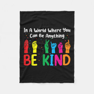 Asl Be Kind S Women Men, Autism Awareness Boy Kid Fleece Blanket