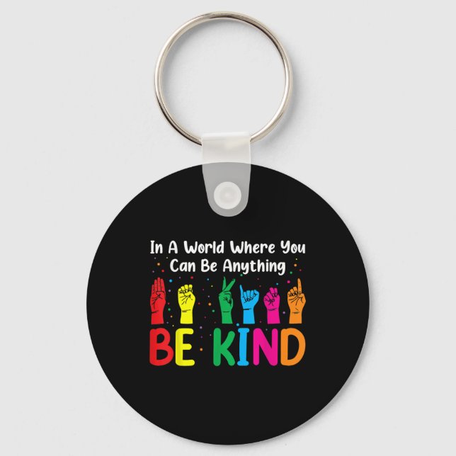 Asl Be Kind S Women Men, Autism Awareness Boy Kid  Keychain (Front)