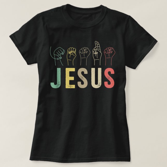 ASL Christian American Sign Language Religious Dea T-Shirt (Design Front)