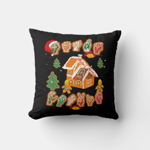 ASL Christmas American Sign Language Gingerbread H Throw Pillow