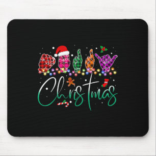 Asl Christmas Buffalo Plaid Teacher American Sign  Mouse Pad