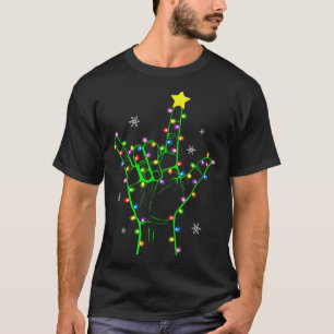 Asl Christmas Christmas Tree Lights American Sign  T-Shirt