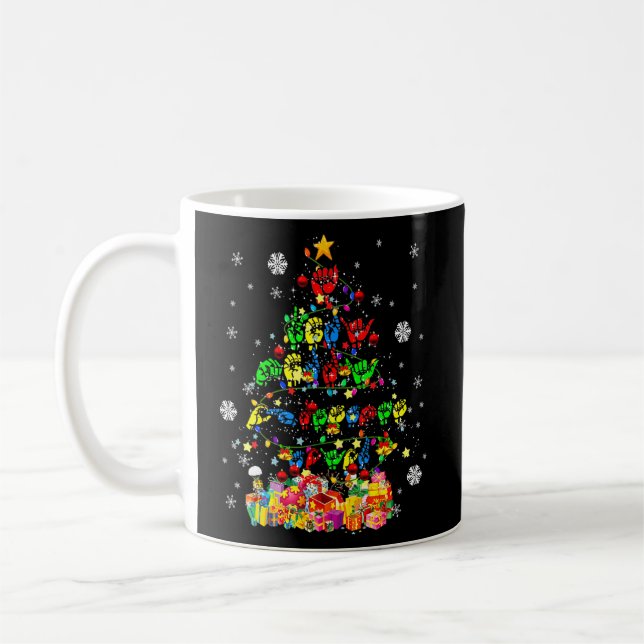 Asl Christmas Tree Xmas Lights Asl Sign Language H Coffee Mug (Left)