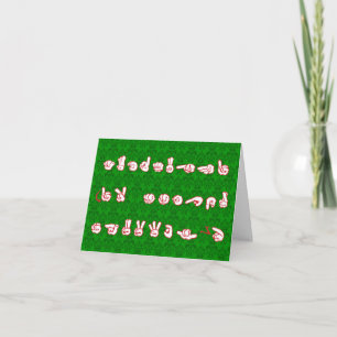 ASL Graffiti No L Red for Christmas on Green Damas Holiday Card