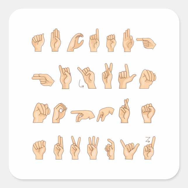 ASL Hand American Sign Language Gift Square Sticker (Front)