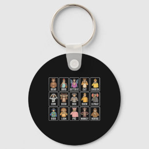 Asl Hand Gesture Animals Deaf Hearing Loss Awarene Keychain