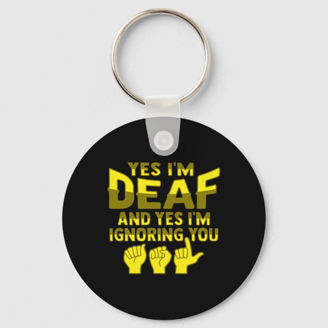 ASL Hand Gesture Deaf Hearing Loss Awareness 1 Keychain (Front)