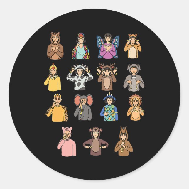 Asl Hand Gesture Deaf Hearing Loss Awareness Boy  Classic Round Sticker (Front)