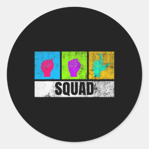 ASL Hand Sign Language For Deaf Pride And Deaf Awa Classic Round Sticker