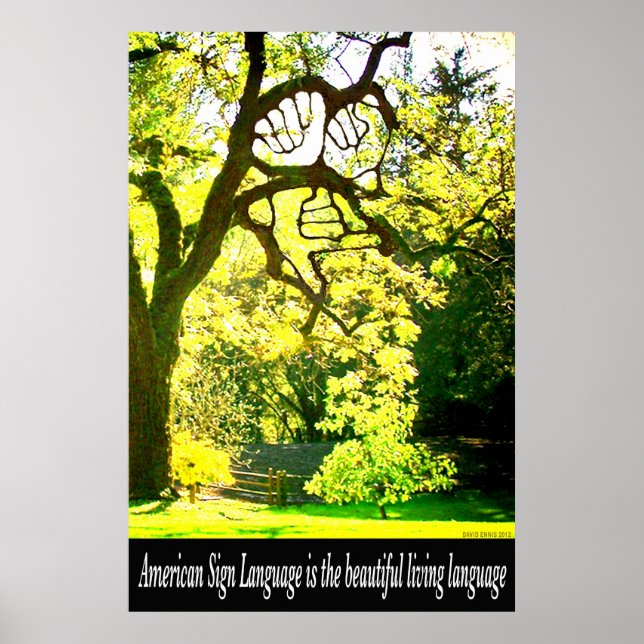 ASL-Handshaped Branches 36" x 24" Poster (Front)