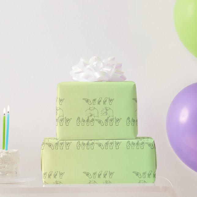 ASL Happy Birthday /Hand Signs and Finger Spelling Wrapping Paper (Party Gifts)