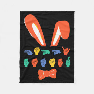 Asl happy easter candy sign language eggs women t fleece blanket