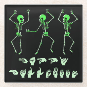 ASL Happy Halloween I - Cute Spooky Season Glass Coaster
