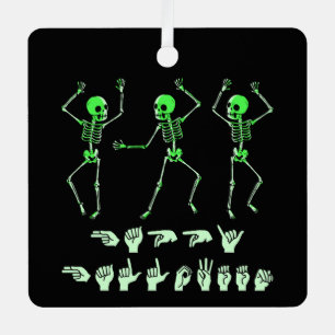 ASL Happy Halloween I - Cute Spooky Season Metal Ornament