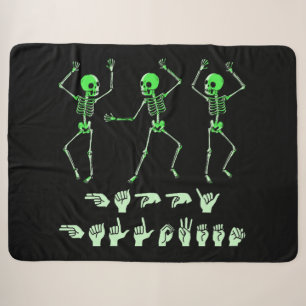 ASL Happy Halloween I - Cute Spooky Season Sherpa Blanket