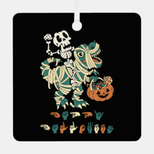 ASL Happy Halloween II - Cute Spooky Season Metal Ornament