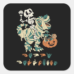 ASL Happy Halloween II - Cute Spooky Season Square Sticker